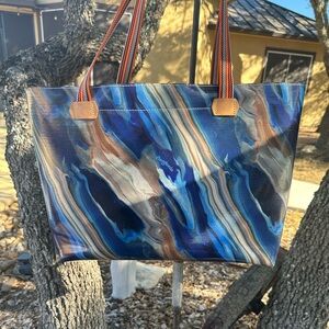 Consuela Dylan Big Breezy East/West Tote
Blue Gray & White swirled.